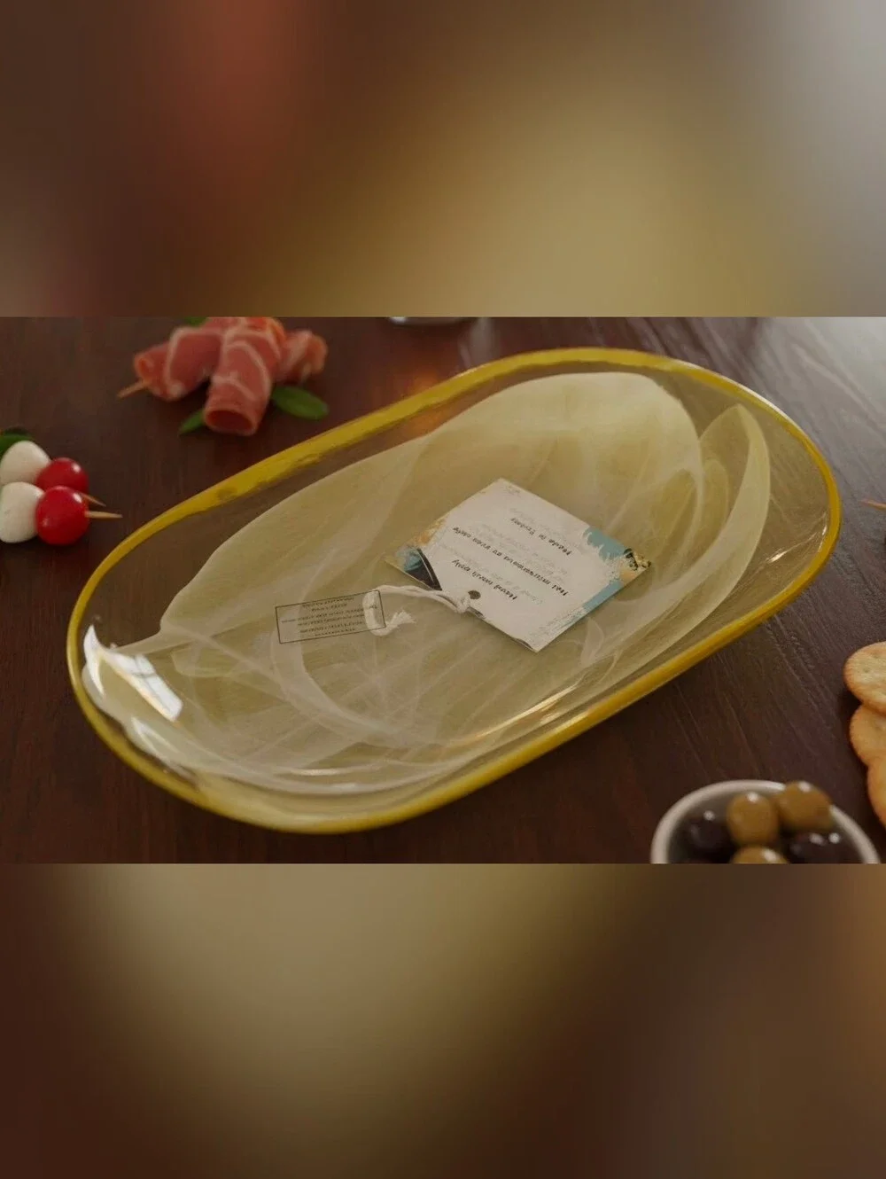Elegant Yellow Oval Serving Platter